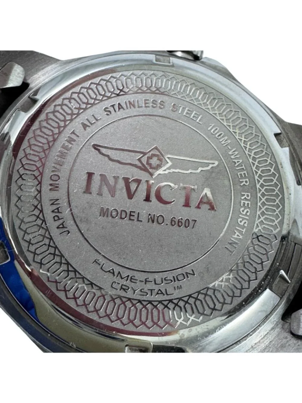 Invicta Quartz Wrist Watch 6607 Japan Movement Blue Face Stainless Steel Date